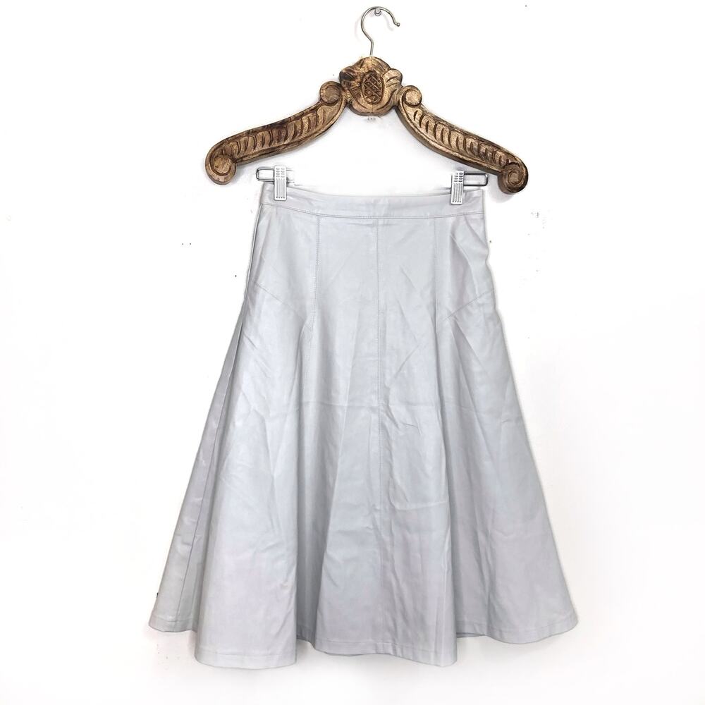 ASTR Faux Leather Midi Skirt A Line Pale Ghost Grey xs